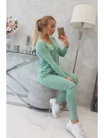 Súprava s gombíkovým výstrihom tmavo mätová