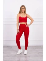Súprava s blúzkou s rebrovaním červená