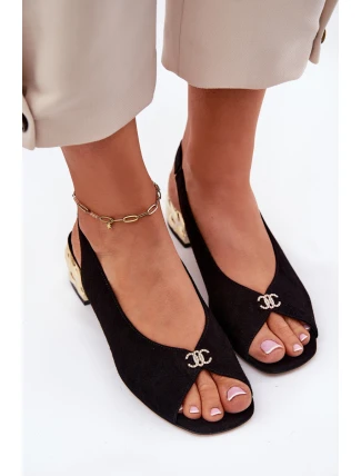 Zamszowe Eleganckie Sandały Damskie CheBello 4724 Czarne