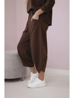 Bavlnená mikina nohavice set hnedá