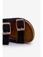 Sandałki Dziecięce Na Korkowej Platformie Zapinane Na Rzep Czarne Rorria