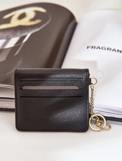 Etui Na Karty Ze Złotym Brelokiem Eko Skóra Czarny Iritinme