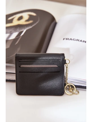 Etui Na Karty Ze Złotym Brelokiem Eko Skóra Czarny Iritinme