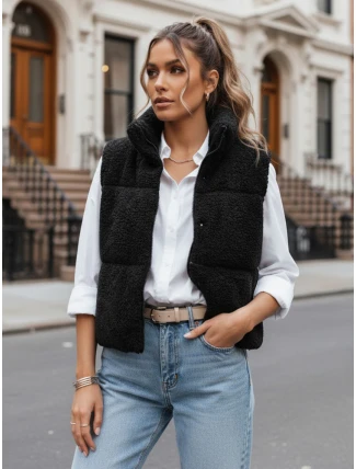 Dámska vesta z ovčej kože BEEWARM black FashionStreet TY3845
