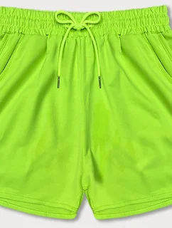 Dámske športové šortky v neónovo zelenej farbe (8K951-153)