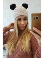 Fleecová čiapka 2 brmbolce K291 béžová
