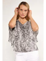 Dámska blúzka s volánovými rukávmi BLU2020-M19 sivá so vzorom - Monnari Dámska blúzka s volánovými rukávmi BLU2020-M19 sivá so vzorom - Monnari