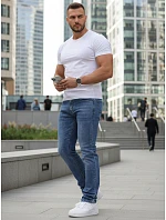 Pánske džínsové nohavice slim fit s opaskom modré FashionStreet UX4490