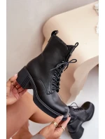 Zateplené dámske členkové topánky z prírodnej kože Vinceza 66671 Black