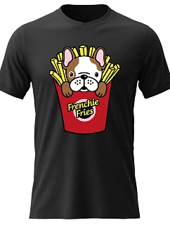 Pánske bavlnené tričko s potlačou - FRENCHIE FRIES - čierne
