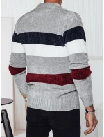 Pánsky pruhovaný sivý sveter FashionStreet WX2241 Pánsky pruhovaný sivý sveter FashionStreet WX2241