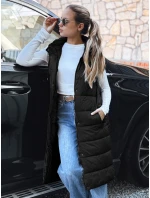 Dámska dlhá prešívaná vesta čierna FashionStreet TY5267