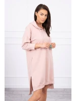 Šaty s kapucňou a dlhším chrbtom tmavo púdrovo ružové Šaty s kapucňou a dlhším chrbtom tmavo púdrovo ružové