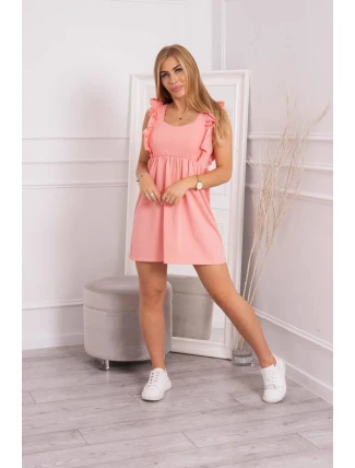 Šaty s volánikmi na bokoch marhuľová