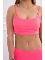 Sada s blúzkou top rebrovaný ružová neónová