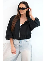 Dámska bavlnená bunda typu bomber na zips, čierna