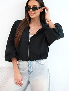 Dámska bavlnená bunda typu bomber na zips, čierna