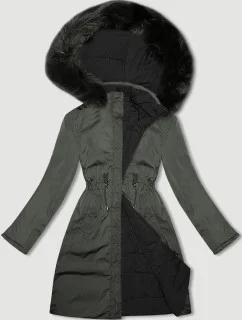 Dámska prechodná obojstranná bunda J Style army-black (16M9159-136)