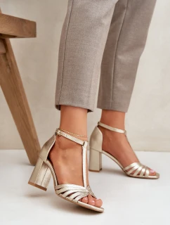 Sandały Z Naturalnej Skóry Na Słupku Laura Messi 2766