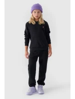 Dziewczęca Nierozpinana Bluza Z Kapturem Gładka Czarna 4F 4FJWMM00TSWSF1316-20S