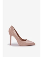 Lakierowane Szpilki Ze Szpiczastymi Noskami Beżowe Vizana