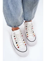 Skórzane Wysokie Trampki Damskie GOE RR2N4102 Białe