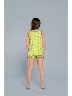 Dievčenské pyžamo Madeira so širokými ramenami, krátke nohavice - limetková potlač