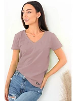 Dámske tričko s krátkym rukávom Serek brown - Off Pink