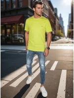 Pánske bavlnené základné tričko s výšivkou žlté FashionStreet RX5637 Pánske bavlnené základné tričko s výšivkou žlté FashionStreet RX5637