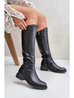 Zazoo 70140 Skórzane Kozaki Damskie Przed Kolano Ocieplane Czarne Zazoo 70140 Skórzane Kozaki Damskie Przed Kolano Ocieplane Czarne