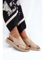 Sandały Damskie Z Eko Skóry Złote Tosmelia