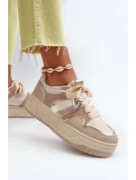 Dámske tenisky na platforme z ekokože, béžová farba