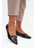 Lakované baleríny s proužky Černé Zarelia