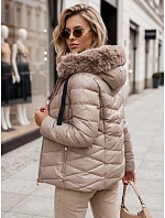 Dámska prešívaná zimná bunda s kapucňou MIRIAL béžová FashionStreet TY3770