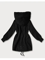 Čierna bunda z alpakovej vlny (W017#)