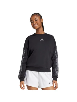 Dámska mikina adidas Animal Print 3-Stripes French Terry Sweatshirt black JM1835