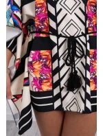 Netopierie šaty s viazaním v páse ecru