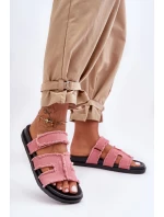 Damskie Klapki Materiałowe Na Rzep Różowe Lamirose