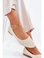 Baleriny Damskie Płaskie Z Brokatem Złote Tatorelis