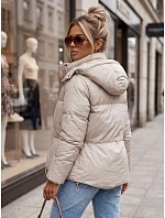 Dámska kožená prechodná bunda COLLAR beige FashionStreet TY3763 Dámska kožená prechodná bunda COLLAR beige FashionStreet TY3763