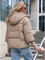 Dámska zimná prešívaná bunda s kapucňou, svetlo béžová, FashionStreet TY5827 Dámska zimná prešívaná bunda s kapucňou, svetlo béžová, FashionStreet TY5827