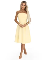 641-3 VIVIENNE korzetové midi šaty s opaskom - pastelovo žlté