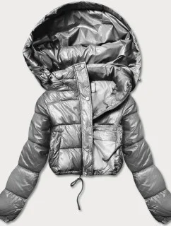 Šedá krátka páperová bunda (d2-3831-61)