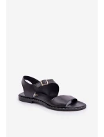 Dámske kožené ploché sandále Zazoo 3014 black Dámske kožené ploché sandále Zazoo 3014 black