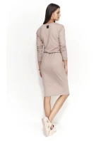 Dámske šaty s voľným strihom stredne dlhé capuccino - Hnedá - Numinou