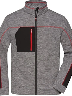 Daiber JN 1818 Pánska pletená fleecová bunda 02.1818 carbon melange/čierna/červená