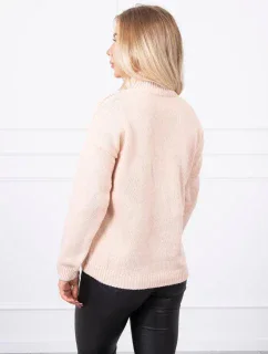 Polovičný sveter s rolákom tmavo púdrovo ružový