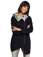 B091 Mikina s kapucňou Oversized na zips - čierna