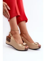 Damskie Lekkie Sandały Na Koturnie Comfort Shoes Beżowe Efravia