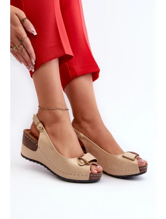 Damskie Lekkie Sandały Na Koturnie Comfort Shoes Beżowe Efravia
